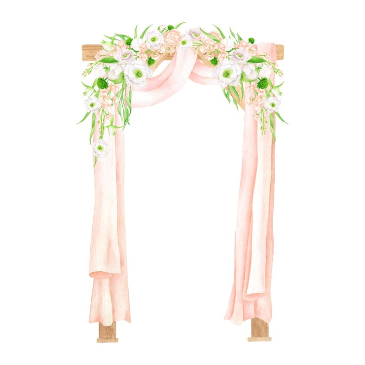 Vector ilustración de arco de boda floral acuarela