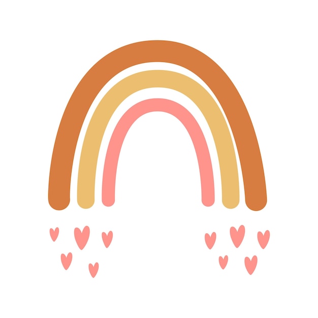 Ilustración de arco iris de bebé con corazón Elemento de ducha de bebé lindo Impresión de niños Arco iris pastel en vector