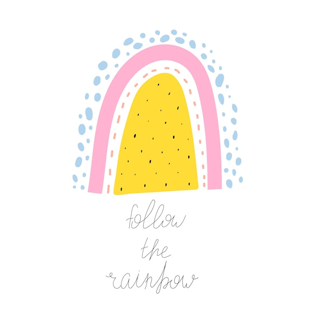 Ilustración con arco iris de dibujos animados