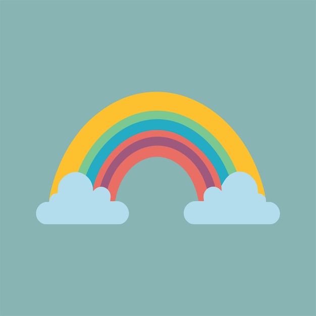 Ilustración de arco iris con icono vectorial de nubes