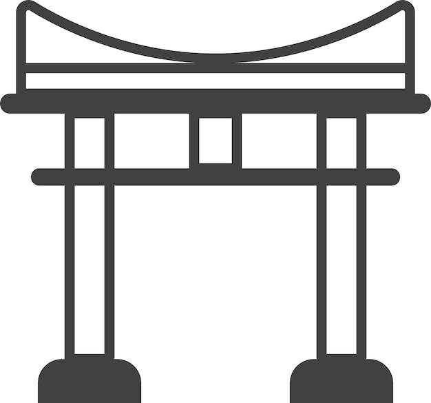 Ilustración de arco de templo japonés en estilo minimalista