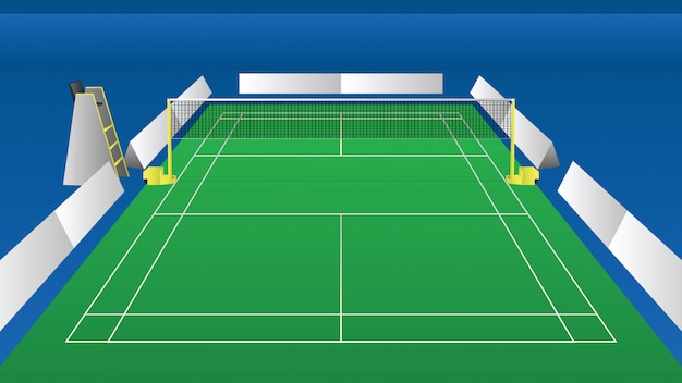 Ilustración de una arena interior para la perspectiva de bádminton