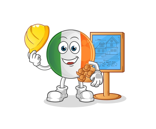 Ilustración de arquitecto de bandera irlandesa. vector de personaje