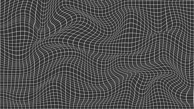 Ilustración de la arquitectura vectorial del paisaje del marco de alambre de cuadrícula negra de curva abstracta