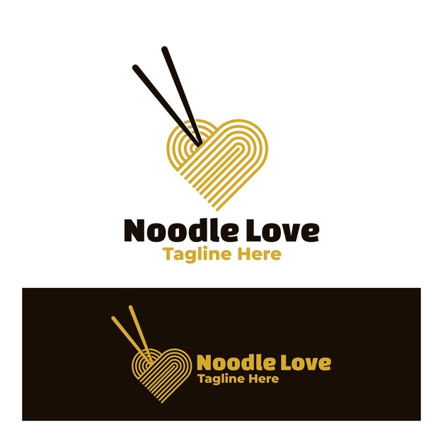 Ilustración de arte de amor de fideos de logotipo