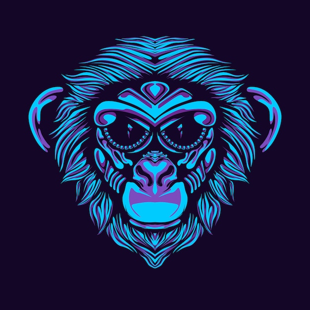 Ilustración de arte de cabeza de mono