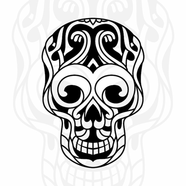 Ilustración de arte de calavera de tatuaje