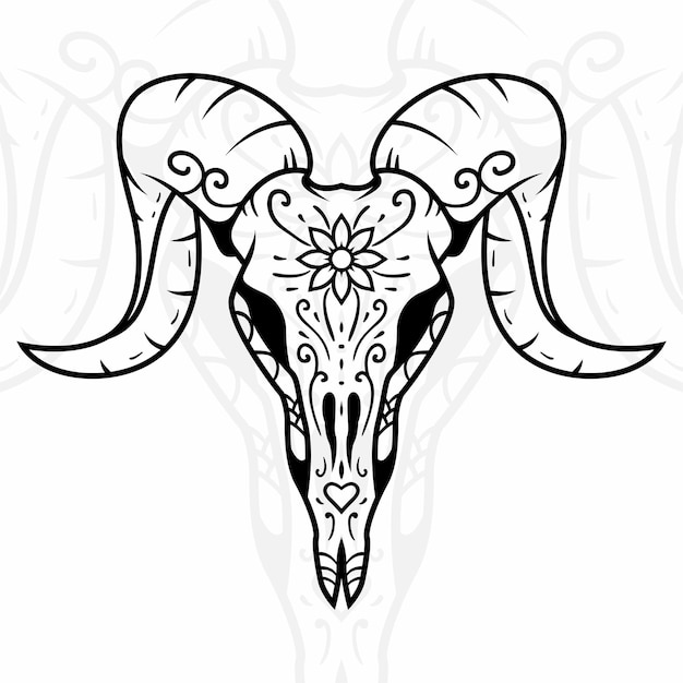 ilustración de arte de calavera de tatuaje