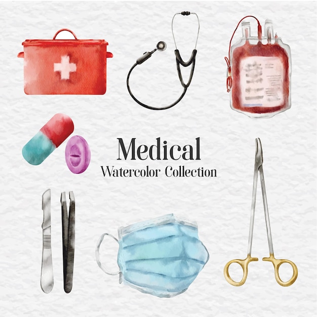 Ilustración de arte de clip médico acuarela