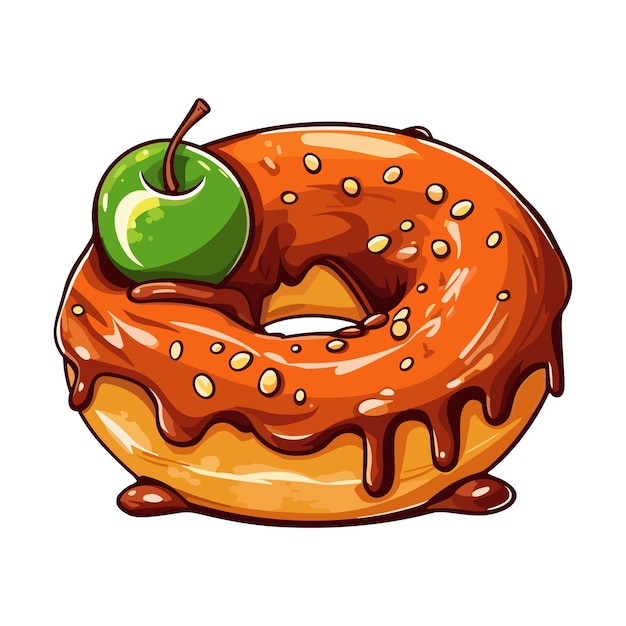 Ilustración de arte de clip de rosquilla de manzana con caramelo