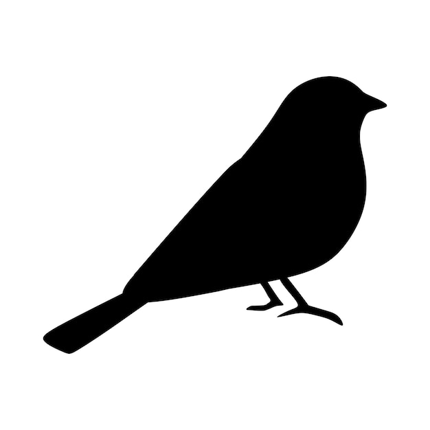 Ilustración de arte de clip vectorial de silueta de icono de pájaro en negro