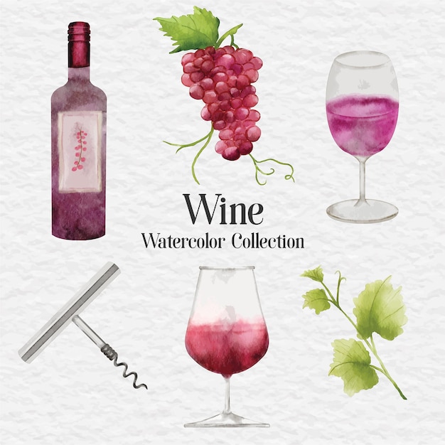 ilustración de arte de clip de vino acuarela