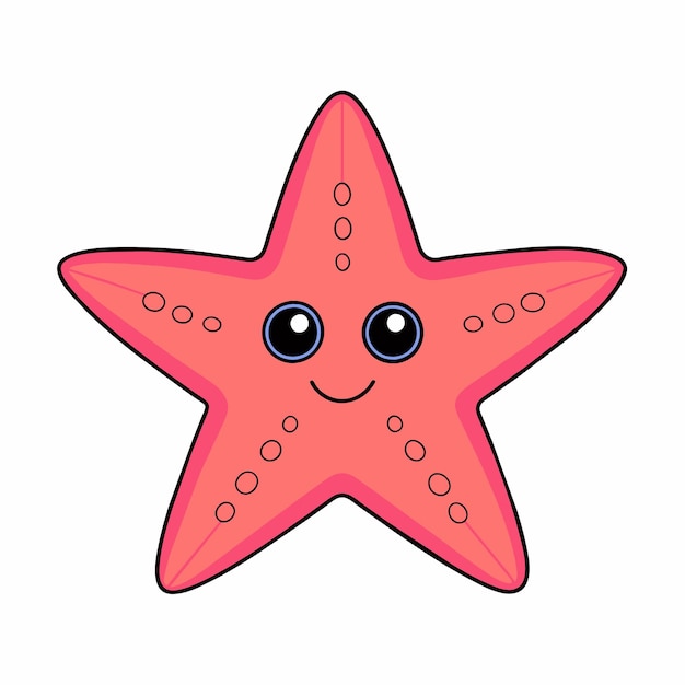 Ilustración de arte de clipart vectorial de estrellas de mar fondo blanco sólido 1