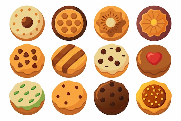 Ilustración de arte de color de galletas con detalles