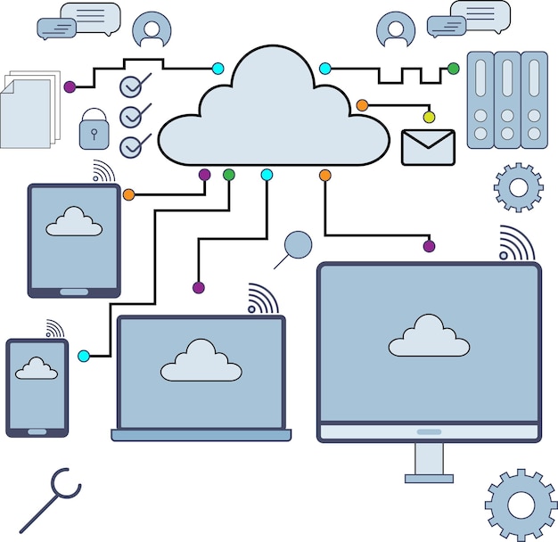 Ilustración de arte de computación en la nube