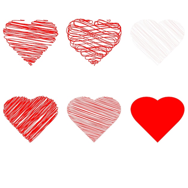 Ilustración de arte Conjunto de corazones. Decoración. Logo. Avatar. Emblema.