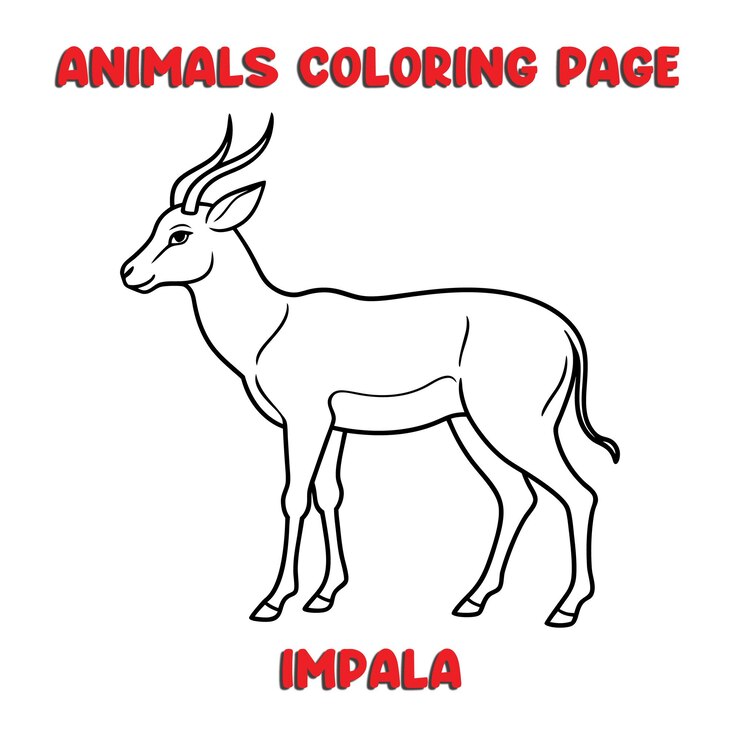 Vector ilustración de arte de contorno de impala libro de páginas para colorear para niños