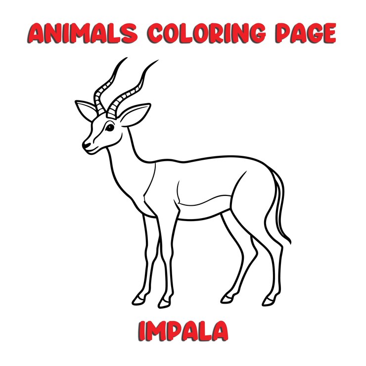 Vector ilustración de arte de contorno de impala libro de páginas para colorear para niños