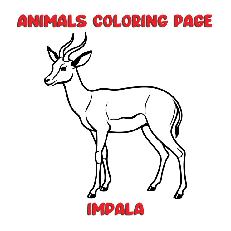 Vector ilustración de arte de contorno de impala libro de páginas para colorear para niños