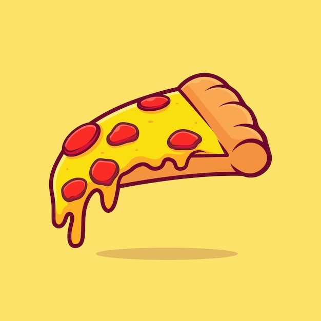 Ilustración de arte de dibujos animados de vector de pizza derretida en objeto aislado