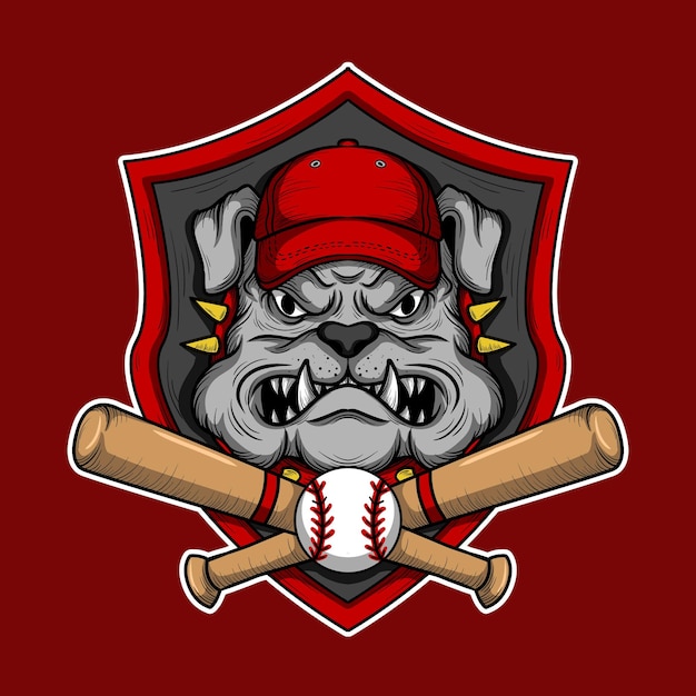 Ilustración de arte y diseño de camiseta bulldog béisbol