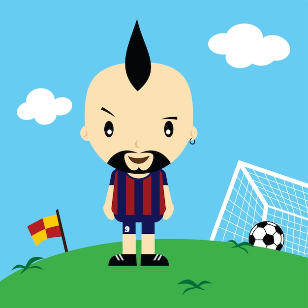 Vector ilustración de arte divertido vector de liga de jugador de fútbol de dibujos animados