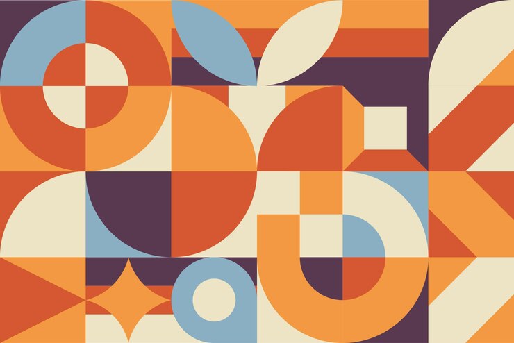 Ilustración de arte de estilo de tono de color tierra de fondo geométrico plano abstracto