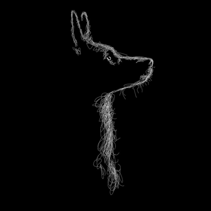 Vector ilustración de arte de garabatos de perro sobre fondo negro
