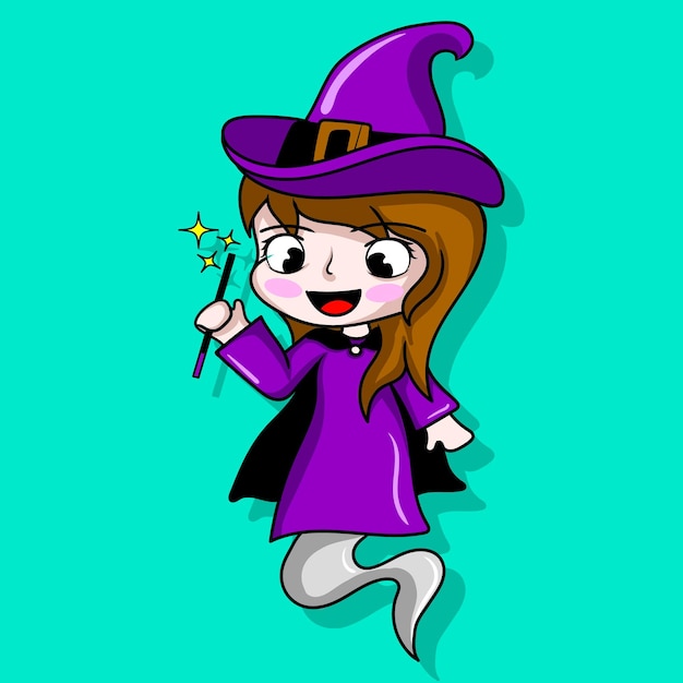 Ilustración arte lindo el diseño de personajes de brujas | Vector Premium Ilustración arte lindo el diseño de personajes de brujas | Vector Premium