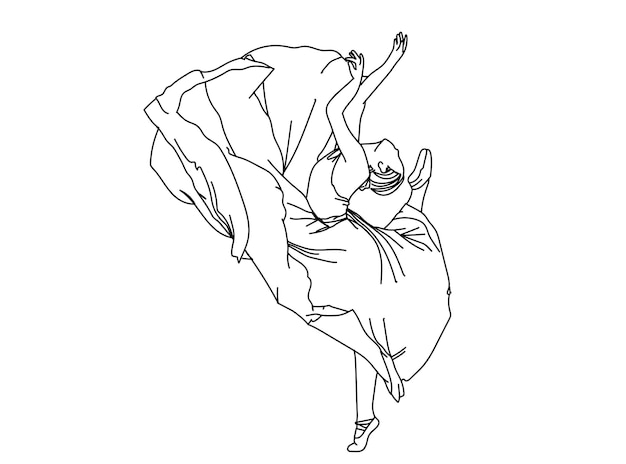 Ilustración de arte de línea de bailarina