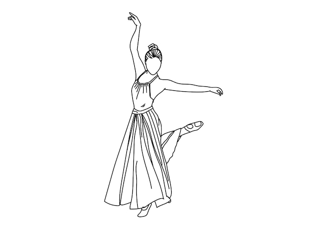 Ilustración de arte de línea de bailarina