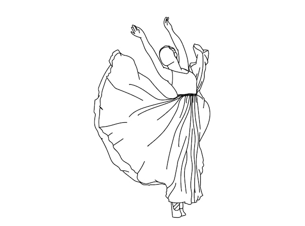 Ilustración de arte de línea de bailarina