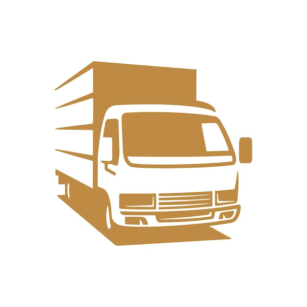 Ilustración de arte de línea de camiones de carga. Icono de vector de carro de caja