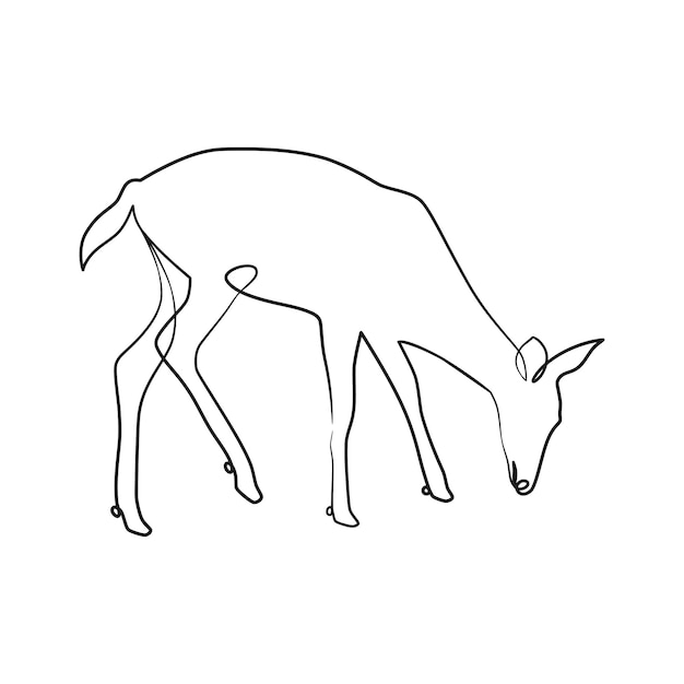 Ilustración de arte de línea continua de ciervo minimalismo de arte de una línea de ciervo