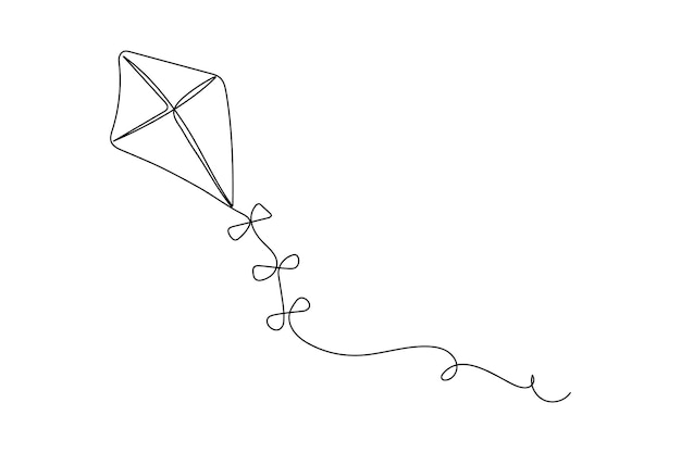 Ilustración de arte de una línea continua de cometa minimalista