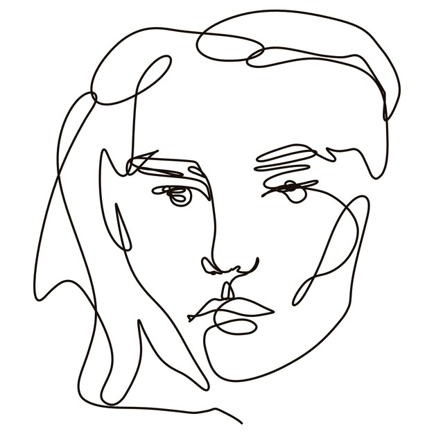 Ilustración de arte de una línea dibujada a mano mujer cara dibujo de línea continua