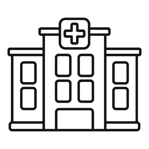 Ilustración de arte de línea del edificio del hospital