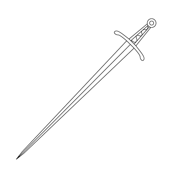 Vector ilustración de arte de línea de una espada medieval