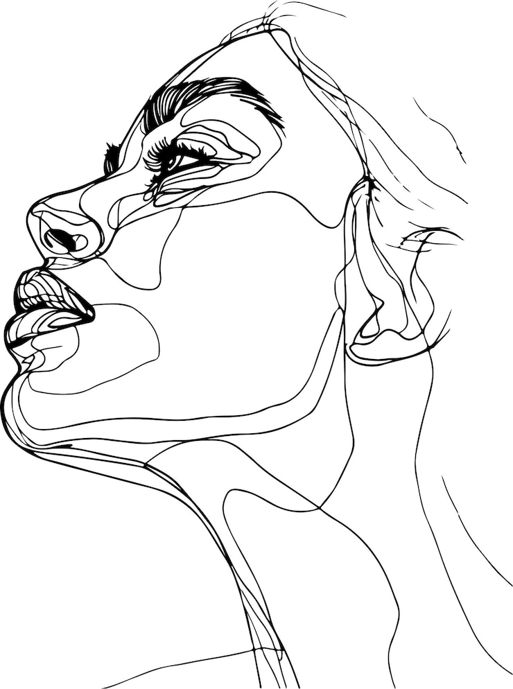 Vector ilustración de arte de línea femenina