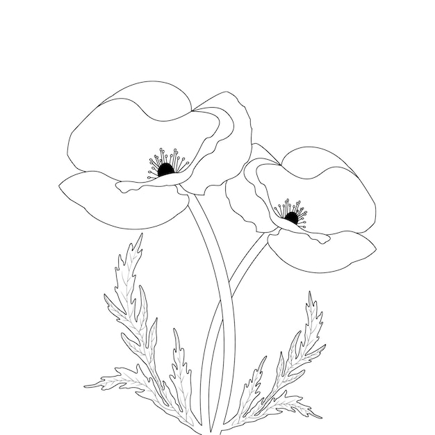 Vector ilustración de arte de línea de flor simple dibujada a mano