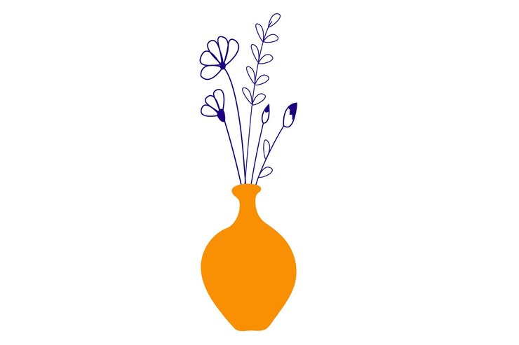 Ilustración de arte de línea de flores dibujada a mano vectorial