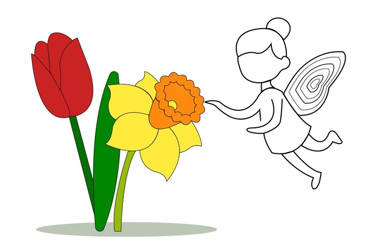 Ilustración de arte de línea de flores dibujada a mano vectorial