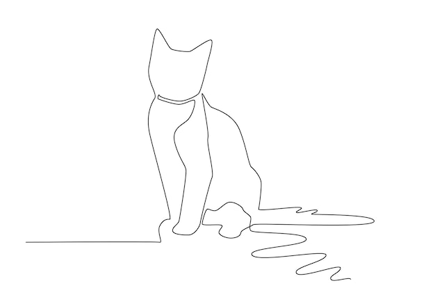 Ilustración de arte para una línea de gato. concepto de línea simple de animal