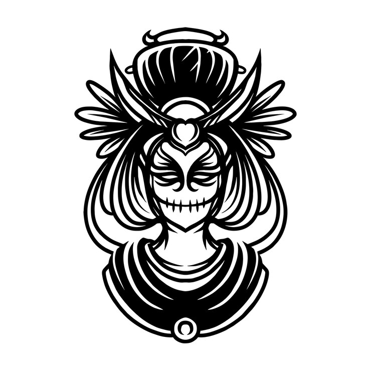 Vector ilustración de arte de línea de geisha
