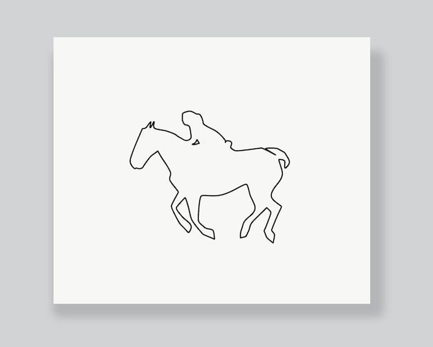 Ilustración de arte de línea de hombre y caballo