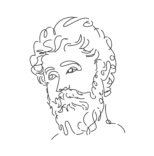 Ilustración de arte de línea hombre negro y blanco