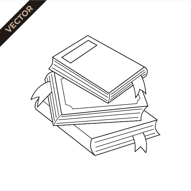 Vector ilustración de arte de línea de libros ilustración vectorial con tema educativo de vuelta a la escuela