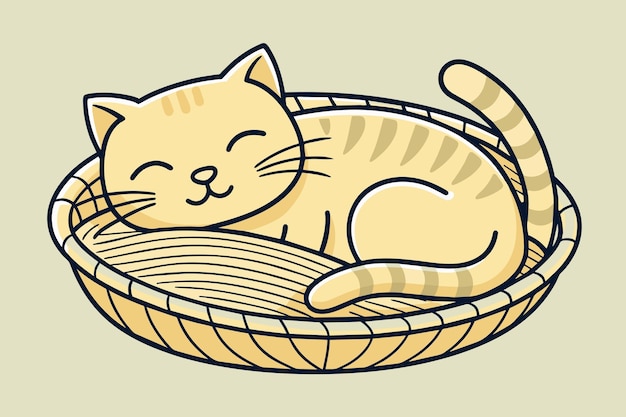 Vector ilustración de arte de línea minimalista de un lindo gato durmiendo
