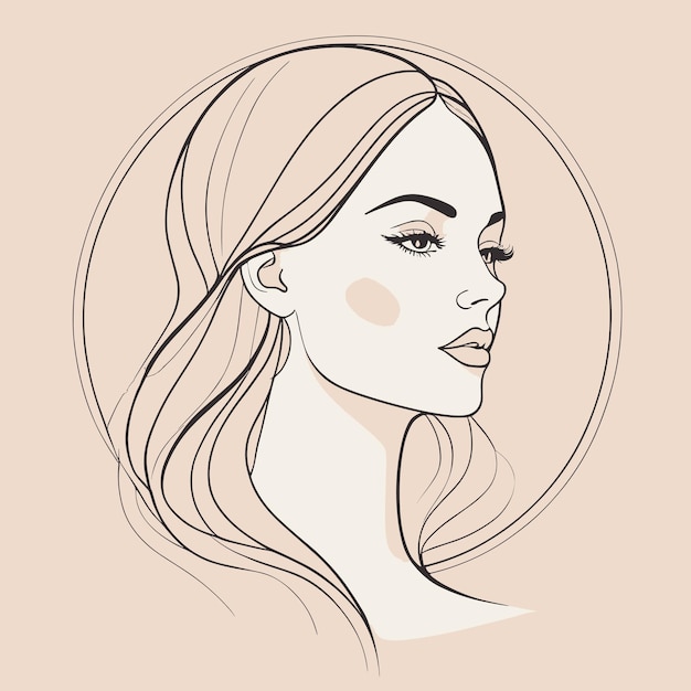 Vector ilustración de arte de una línea de mujer arte boho moderno diseño de mediados de siglo