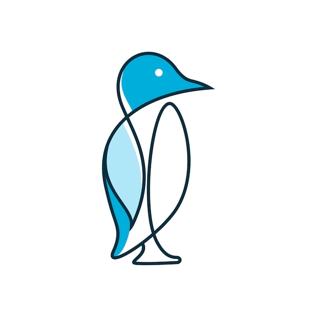 Ilustración de arte de línea de pingüinos diseño de logotipo de inspiración colorida animal vector de la antártida